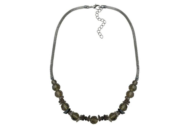 Steuer Collierkettchen Meshkette silberfarben Rauchquarz von Steuer
