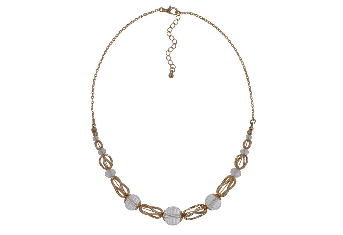 Steuer Collierkettchen Metall gelb 44+5cm Kugel Glas weiß von Steuer