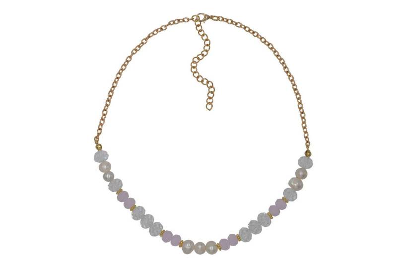 Steuer Collierkettchen Metall glänzend vergoldet Kristall Süßwasserzuchtperle von Steuer