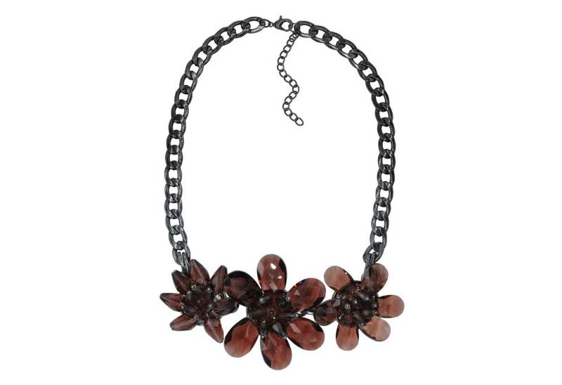 Steuer Collierkettchen Metall schwarz Blume Blüte Glaskristall braun von Steuer
