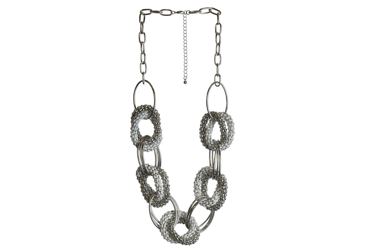 Steuer Collierkettchen Metall silberfarben mit runden und ovalen Elementen von Steuer