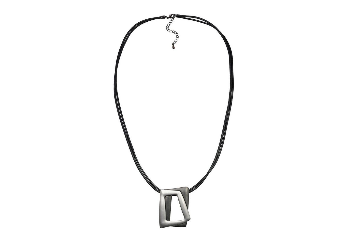 Steuer Collierkettchen Metall zweifarbig grau schwarz Textilband von Steuer