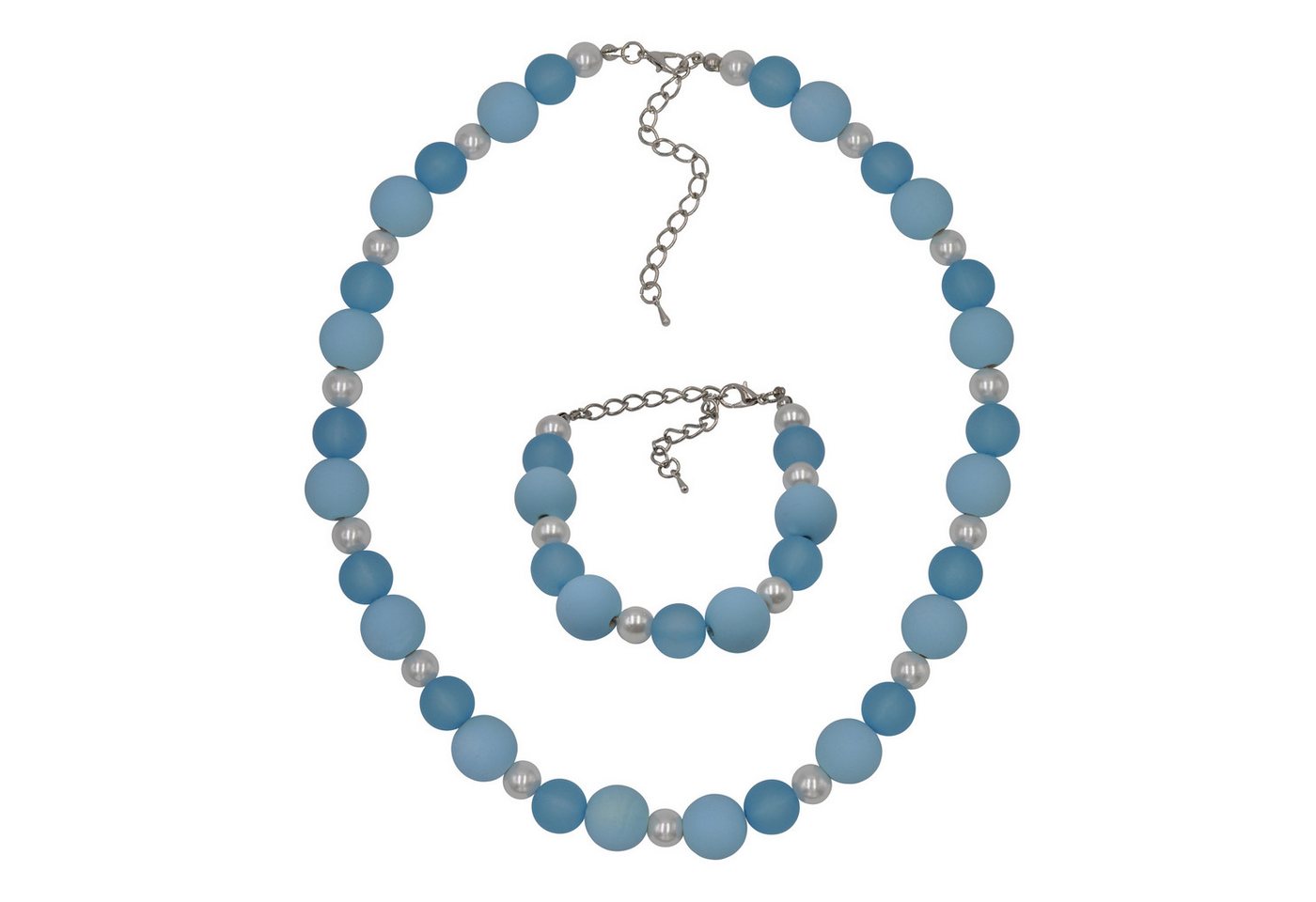 Steuer Collierkettchen Set Armband und Collier Acrylperlen blau von Steuer