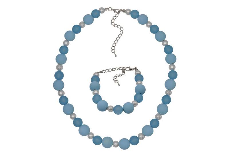 Steuer Collierkettchen Set Armband und Collier Acrylperlen blau von Steuer