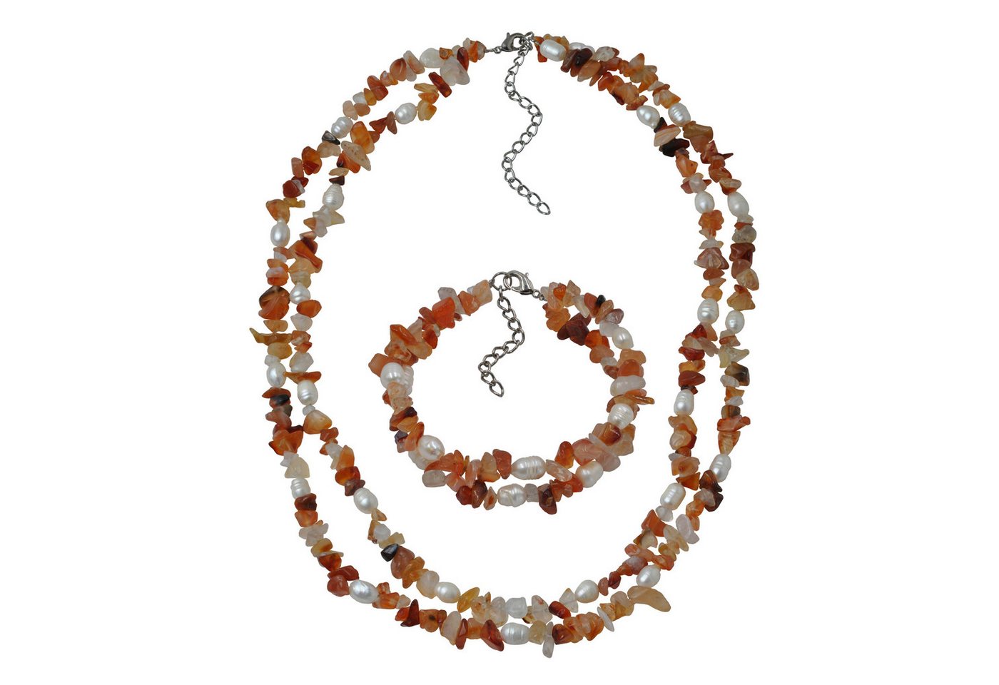 Steuer Collierkettchen Set aus Collier und Armband 2 -reihig Achatsplitter von Steuer