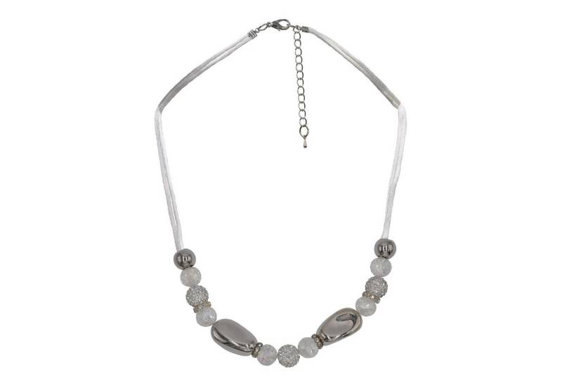 Steuer Collierkettchen Textil Metal glanz poliert Glasstein weiß von Steuer