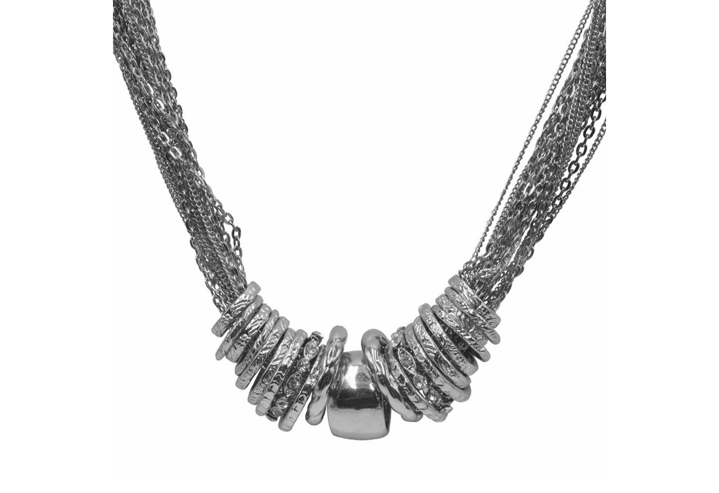 Steuer Collierkettchen mehrreihig mit Ringen teilweise mit Glassteinen von Steuer