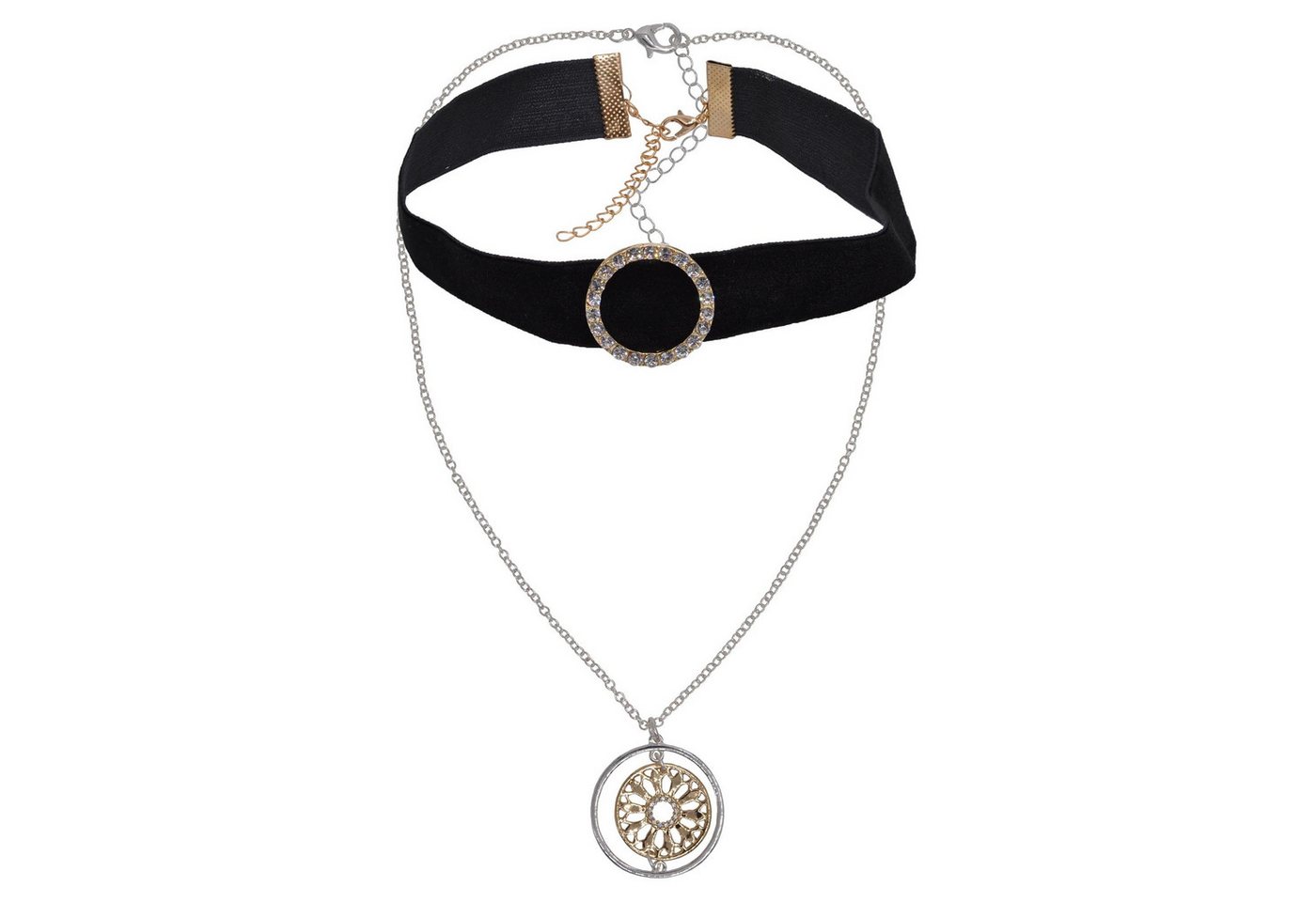 Steuer Kette mit Anhänger Metall Glänzend Glasstein weiß von Steuer