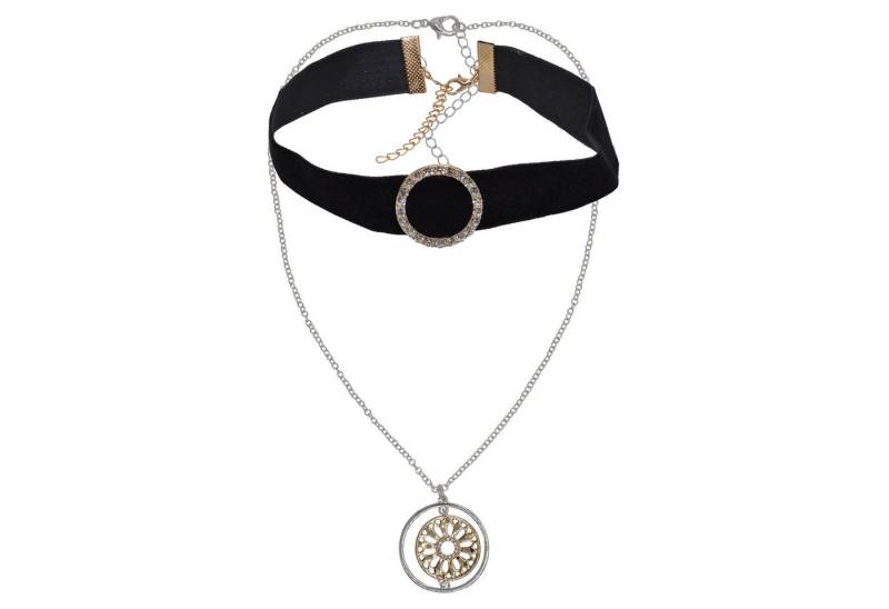 Steuer Kette mit Anhänger Metall Glänzend Glasstein weiß von Steuer