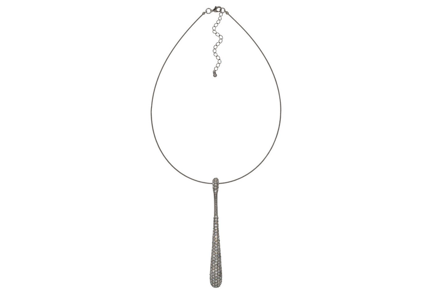 Steuer Kette mit Anhänger Metall silberfarben glanz Glasstein weiß von Steuer