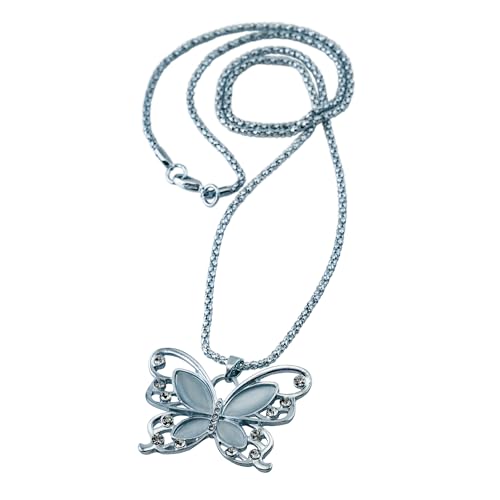 Steuer Modeschmuck Damen Anhänger mit Kette Metall 55cm Gebürstet Katzenauge syn. Silbergrau 445040013 von Steuer