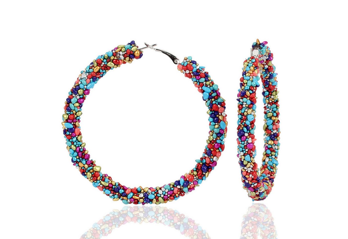 Steuer Paar Creolen strukturiert Glasstein mehrfarbig von Steuer