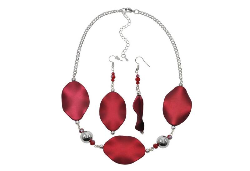 Steuer Paar Ohrhänger Metall glanz Glasstein bordeaux rot von Steuer