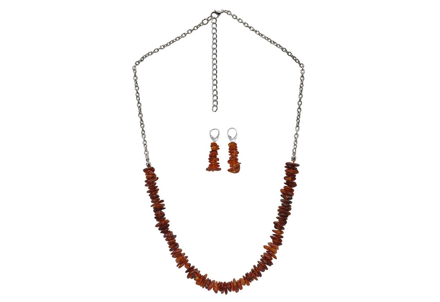 Steuer Paar Ohrhänger Set aus Collier und Ohrhänger Bernstein braun von Steuer