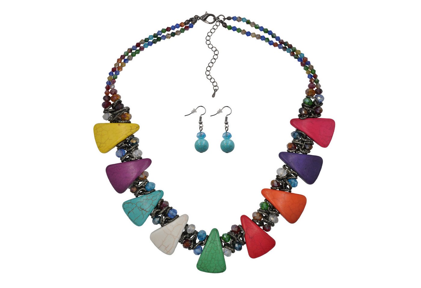 Steuer Paar Ohrhänger Set aus Collier und Ohrhaken multicolor von Steuer