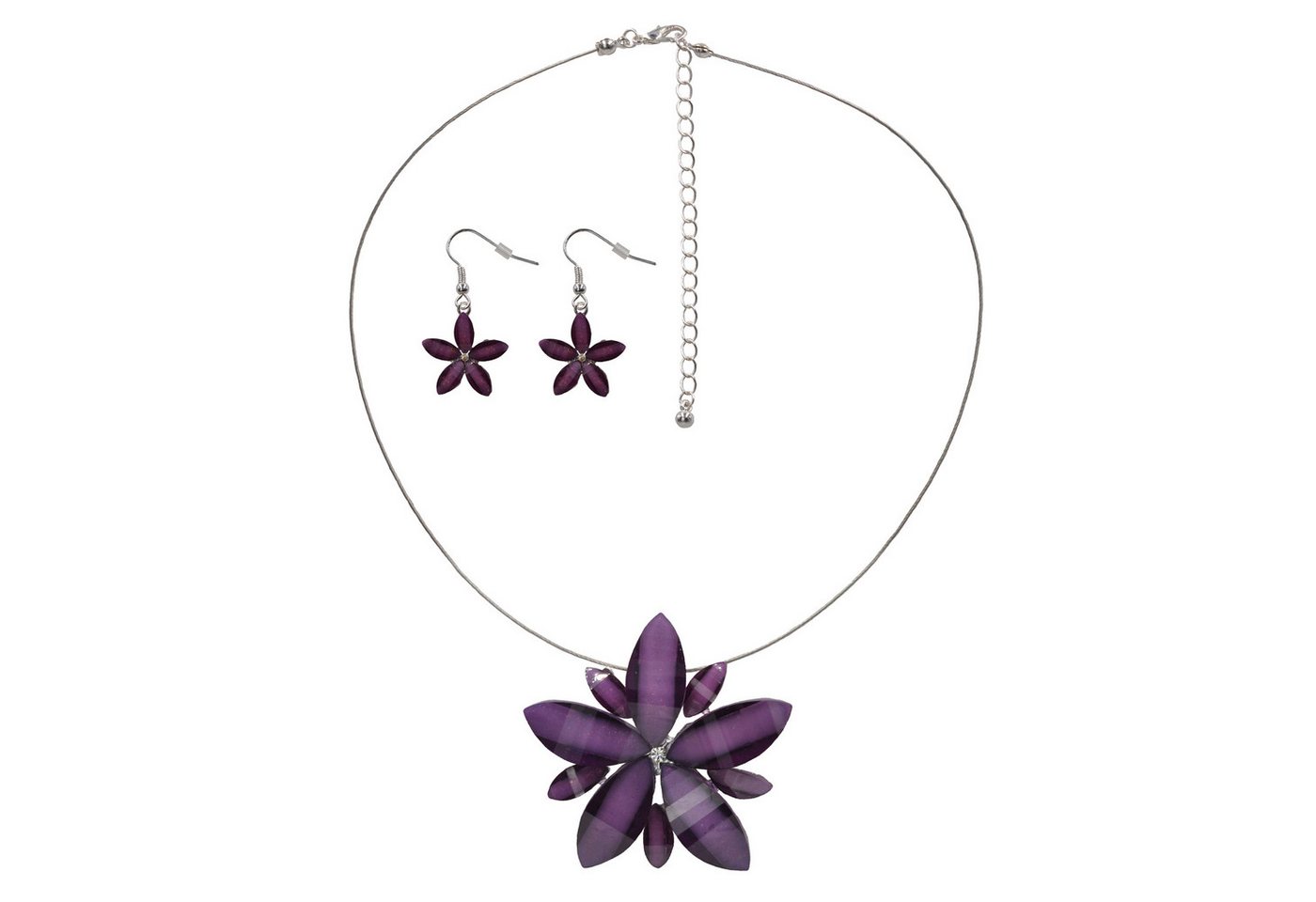 Steuer Paar Ohrhaken Set aus Collier und Ohrhaken Blüte lila von Steuer