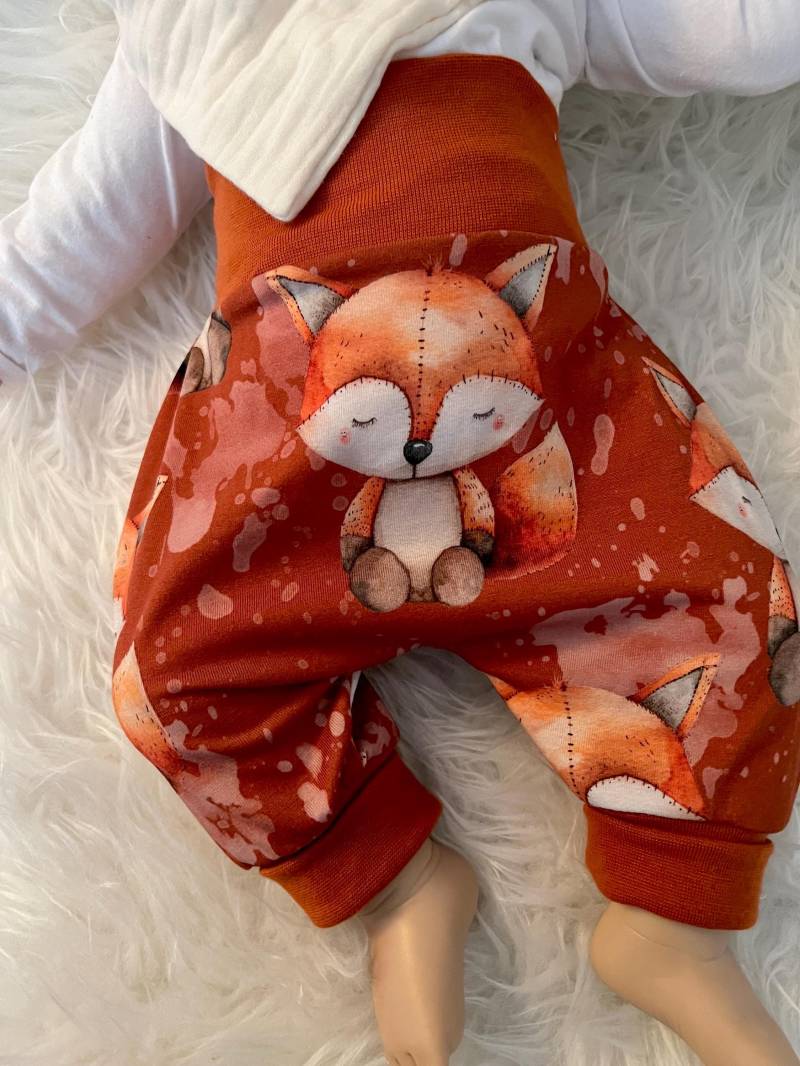 Pumphose Mütze Tuch Fuchs Gr. 50-86 Baby Geschenkset Geburt Taufe Hose Mitwachshose Neugeborene Neutral Geschenk Junge Mädchen von Steuerbord