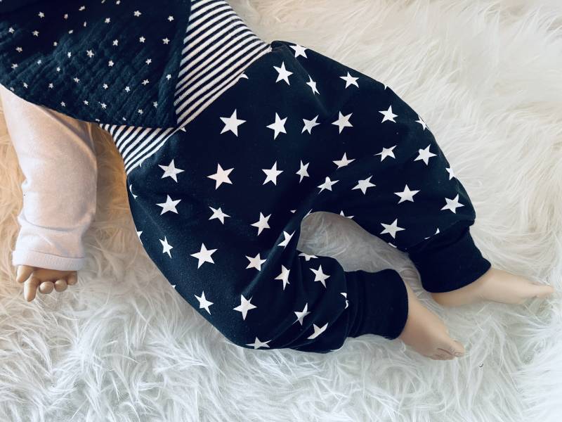 Baby Rockstar Pumphose Set Erstlingsset Sterne Ringel Mütze Mitwachshose Neugeborenen Geschenk Geburt Taufe Junge von Steuerbord