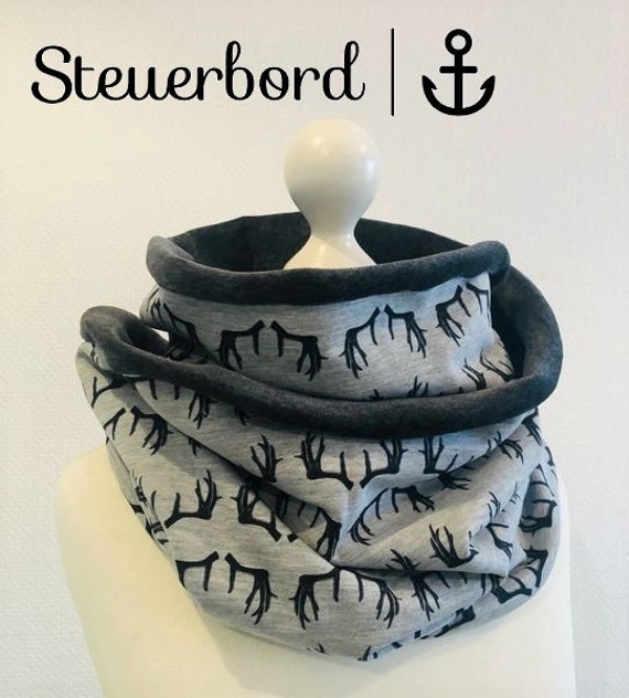 Kuschel Loop Schal Geweih Grau/Anthrazit Loopschal Wickelschal Sweat Nicki Damen Herbst/Winter von Steuerbord