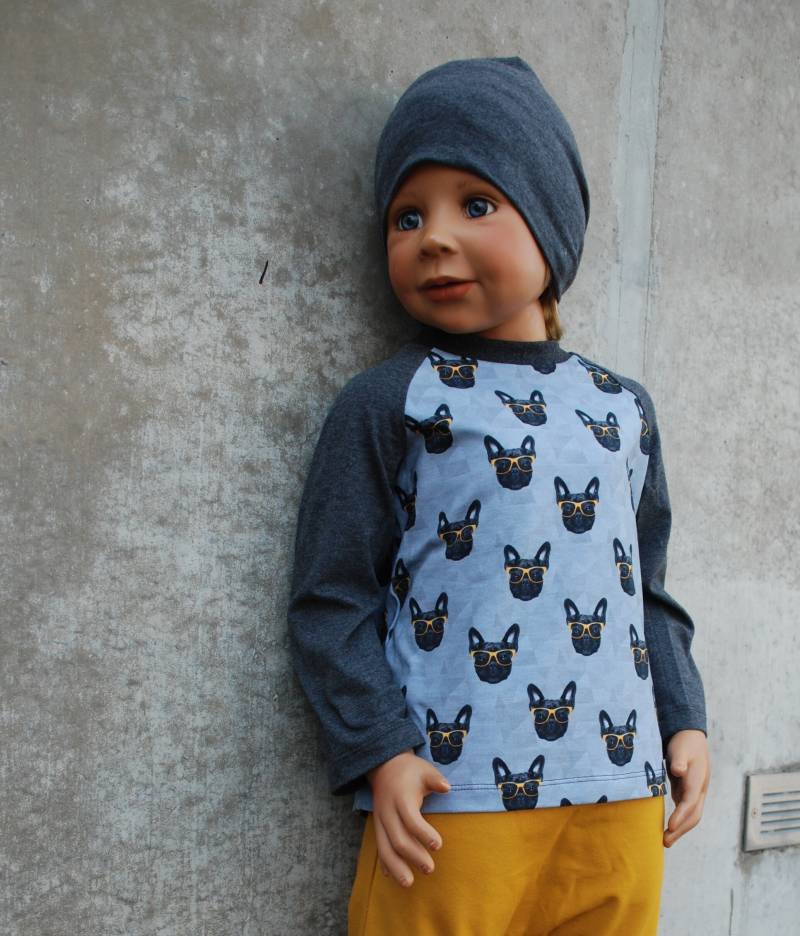 Raglan-Shirt Pullover „Mops" Longsleeve Langarm Anthrazit/Senfgelb von Steuerbord
