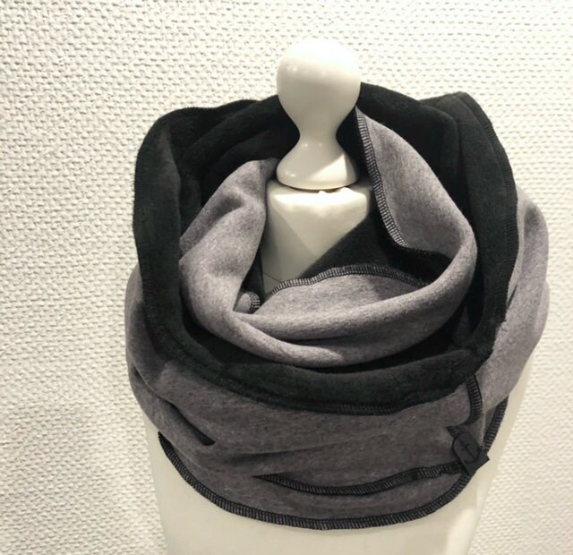 xl Alpenfleece Loop Schal Unisex Damen/Herren Warm Schwarz/ Grau Wickelschal Fleece/Sweat Herbst/Winter Übergang Loopschal Maritim von Steuerbord