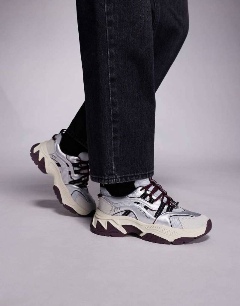 Steve Madden - Animates - Sneaker in Silber mit dicker Sohle-Grau von Steve Madden