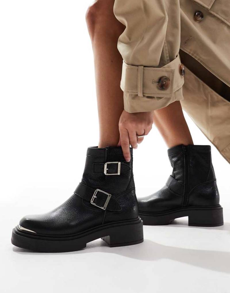 Steve Madden - Choice - Ankle-Boots aus schwarzem Leder mit Schnallendetails von Steve Madden