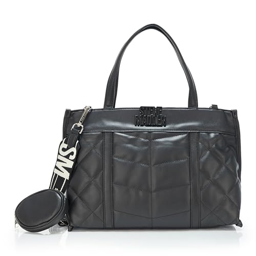 Steve Madden Damen Belia Chevron Quilted Satchel, Schwarz von Steve Madden