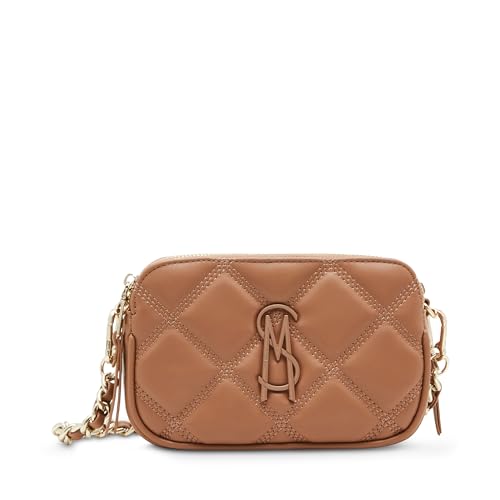 Steve Madden Damen Daisy Quilted Bdaisy Crossbody mit doppeltem Reißverschluss, Cognac von Steve Madden