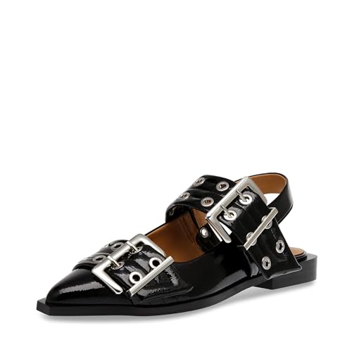 Steve Madden Damen Graya Flat, Schwarz Lack, 38-39 EU von Steve Madden