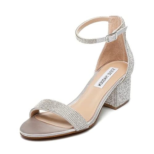 Steve Madden Women's Irenee Heeled Sandal, Silberfarbene Strasssteine, 37-38 EU von Steve Madden