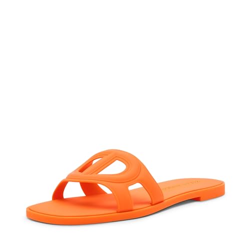 Steve Madden Damen Jellie Schiebe-Sandalen, Orange/Abendrot im Zickzackmuster (Sunset Chevron), 39 EU von Steve Madden