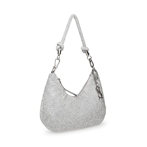 Steve Madden Damen Kaya Hobo-Tasche mit Strasssteinen, Silber von Steve Madden