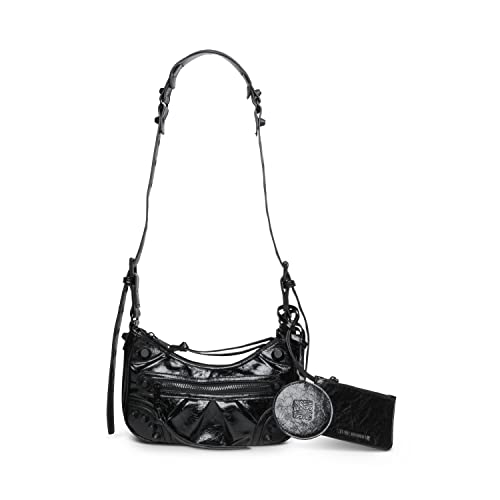 Steve Madden Damen Leuchtende Umhängetasche Crossbody mit Spiegel, Schwarz von Steve Madden