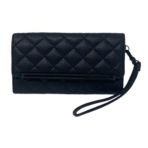 Steve Madden Damen Logobar Trifold Wristlet Wallet Handtasche, Schwarz/Schwarz gesteppt, Einheitsgröße, Logobar Trifold Wristlet Wallet von Steve Madden