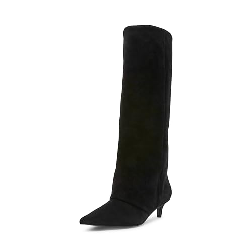 Steve Madden Damen Luca Kniehohe Stiefel, Schwarzes Wildleder, breite Wade, 6.5 Wide von Steve Madden