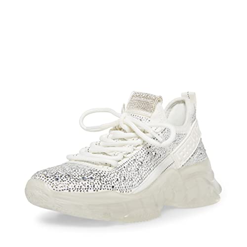 Steve Madden Damen Maxima Sneaker, Weiße Strasssteine, 37 EU von Steve Madden