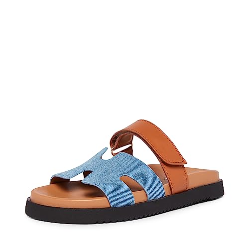 Steve Madden Damen Mayven Schiebe-Sandalen, Denim Multi, 38 EU von Steve Madden