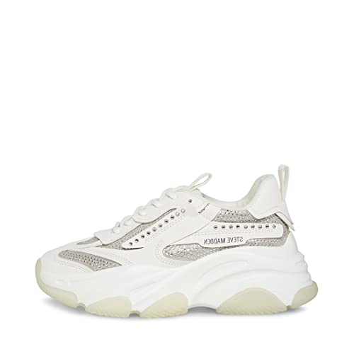 Steve Madden Damen Possession Sneaker, Weiße Strasssteine, 39 EU von Steve Madden