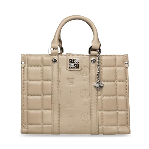 Steve Madden Damen Quilted Top Handle Satchel BMICH Gesteppte Umhängetasche mit Tragegriff Oben, Zeitloses Taupe von Steve Madden