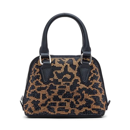 Steve Madden Damen Rhinestone Top Handle Crossbody Hope Umhängetasche mit Strass-Griff Oben, Leopard von Steve Madden