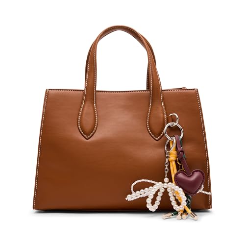 Steve Madden Damen Satchel with Charms Calleb Umhängetasche mit Anhängern, Toffee von Steve Madden