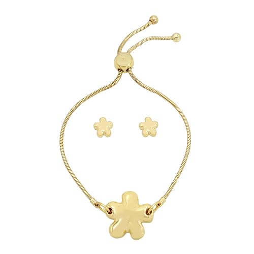 Steve Madden Damen-Schmuck-Set mit geschwollenen Blumen-Armband und Ohrringen von Steve Madden