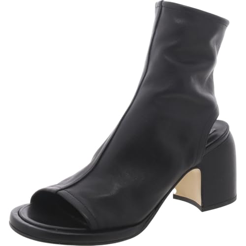 Steve Madden Damen-Stiefeletten aus Kaschelleder mit offener Zehenpartie, Schwarz Leder, 37-38 EU von Steve Madden
