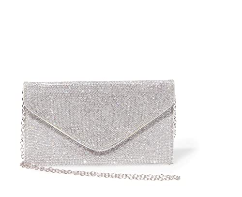 Steve Madden Damen Strasssteinen Swagger Clutch mit Strass, Silber von Steve Madden