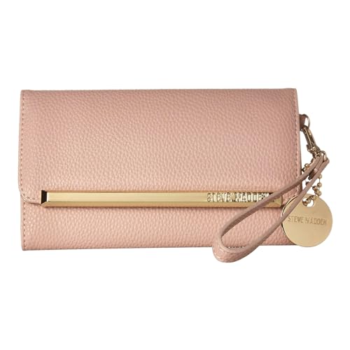 Steve Madden Damen Trifold Wallet, Blush/Gold, Einheitsgröße, Logobar Trifold Wallet Wristlet von Steve Madden