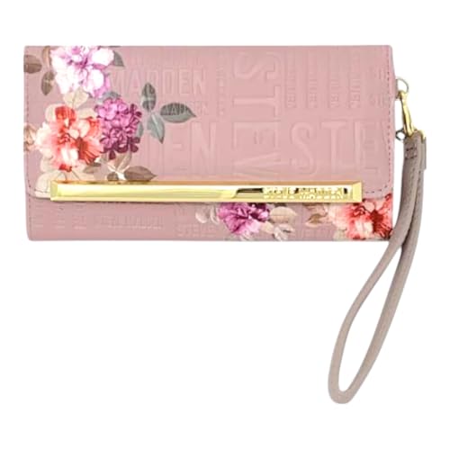 Steve Madden Damen Trifold Wallet, Blush Emboss Floral, Einheitsgröße, Logobar Trifold Wallet Wristlet von Steve Madden