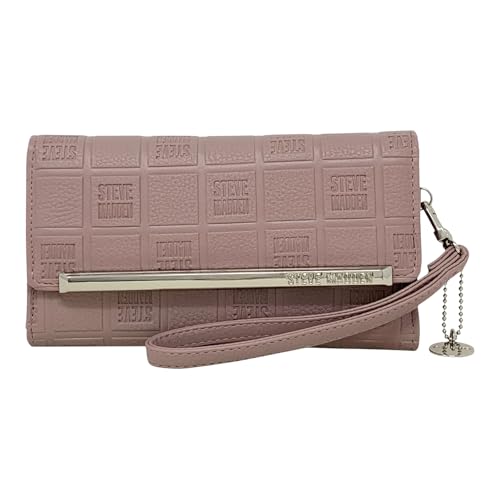 Steve Madden Damen Trifold Wallet, Mauve Logo geprägt, Einheitsgröße, Logobar Trifold Wallet Wristlet von Steve Madden