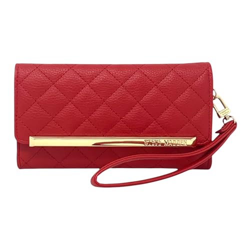 Steve Madden Damen Trifold Wallet, Rot gesteppt, Einheitsgröße von Steve Madden