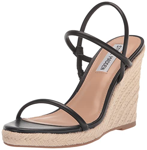 Steve Madden Damen Udell Sandale mit Absatz, Schwarz Leder, 39 EU von Steve Madden